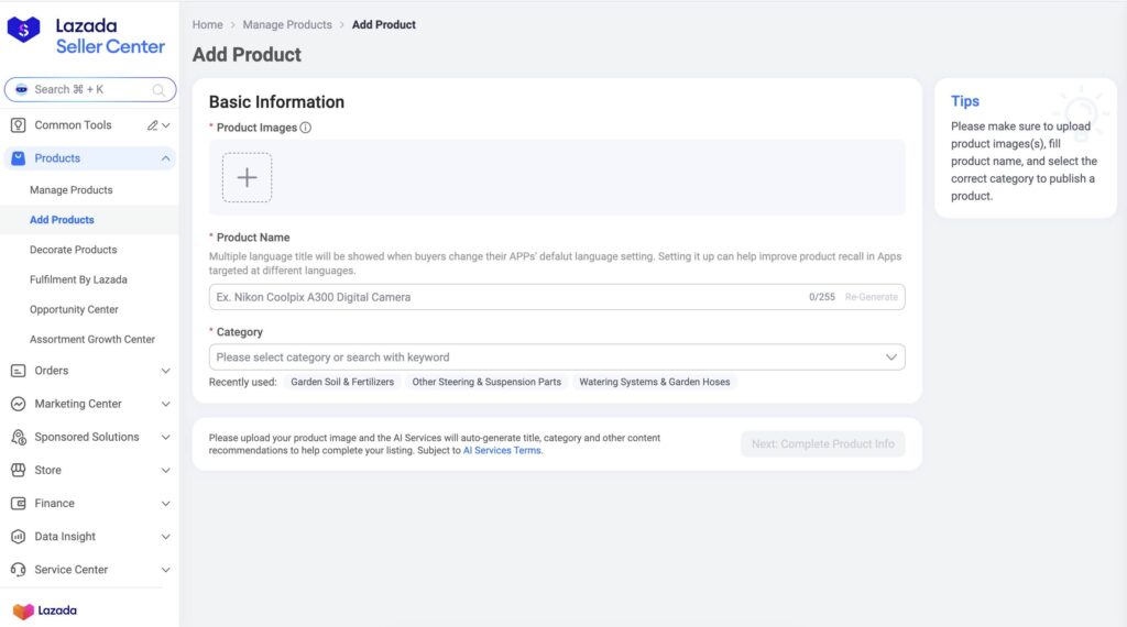 Lazada-Add-Product