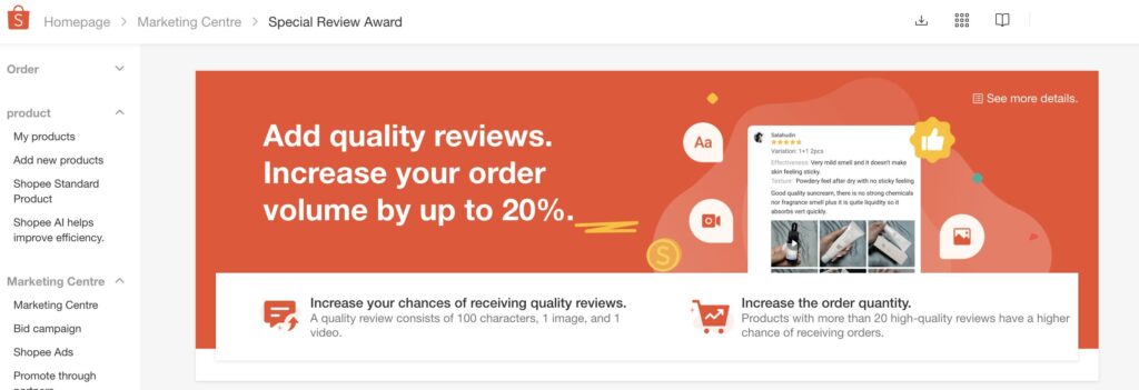 Shopee Review Award